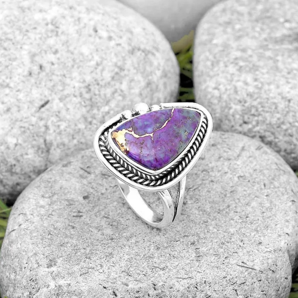 Copper turquoise sterling silver ring size 7 - Picture 2 of 4